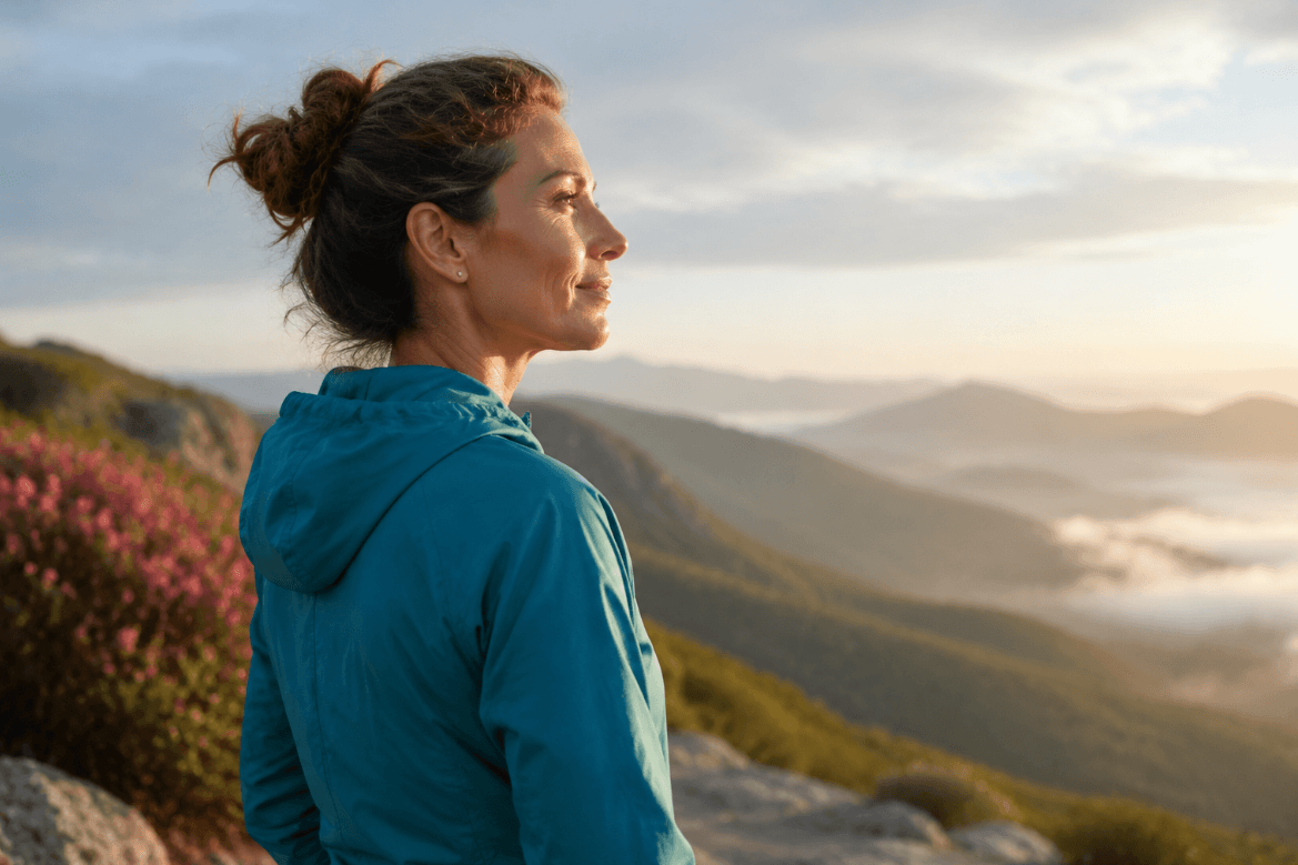 Person reflecting outdoors as a representation of healing and personal growth through hypnosis