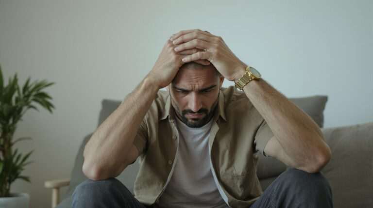 A man appears stressed and overwhelmed, illustrating the need to manage generalized anxiety with hypnotherapy for lasting relief.
