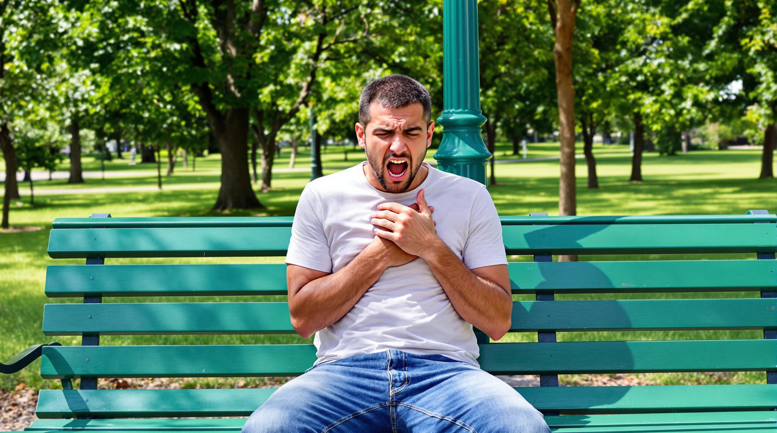 A man experiencing distress reflects the urgency of breaking free from panic attacks with hypnotherapy.