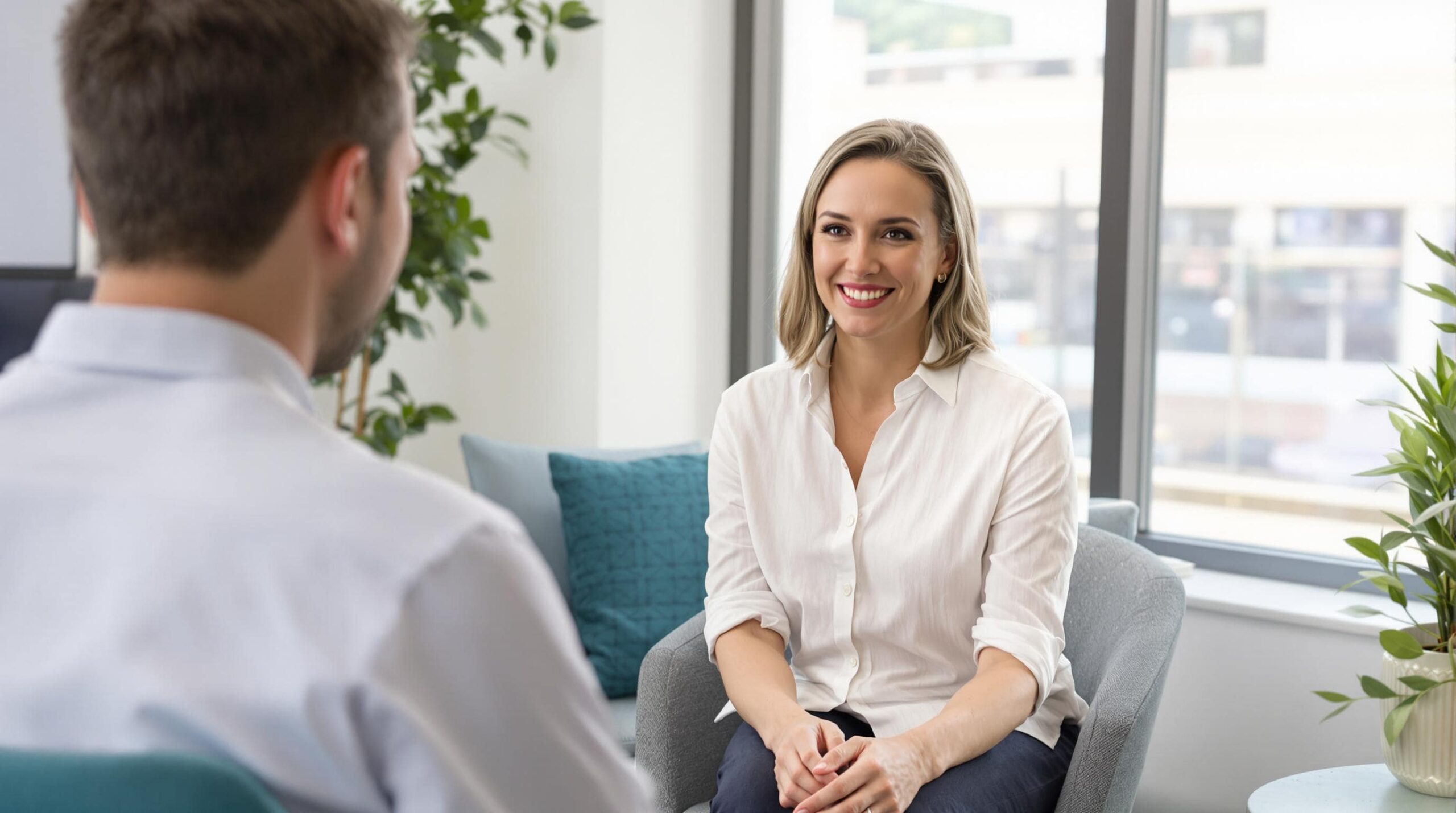 Two women engaging in a positive hypnotherapy coaching session, focusing on mindset and personal well-being.