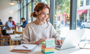 A focused woman working with a “To-Do List” shows the mindset needed to end the cycle of procrastination and boost daily momentum.