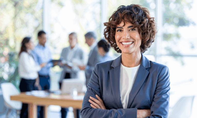 Confident professional woman in office for Crush Self-Doubt and Imposter Syndrome with Hypnosis: A Roadmap for Professionals