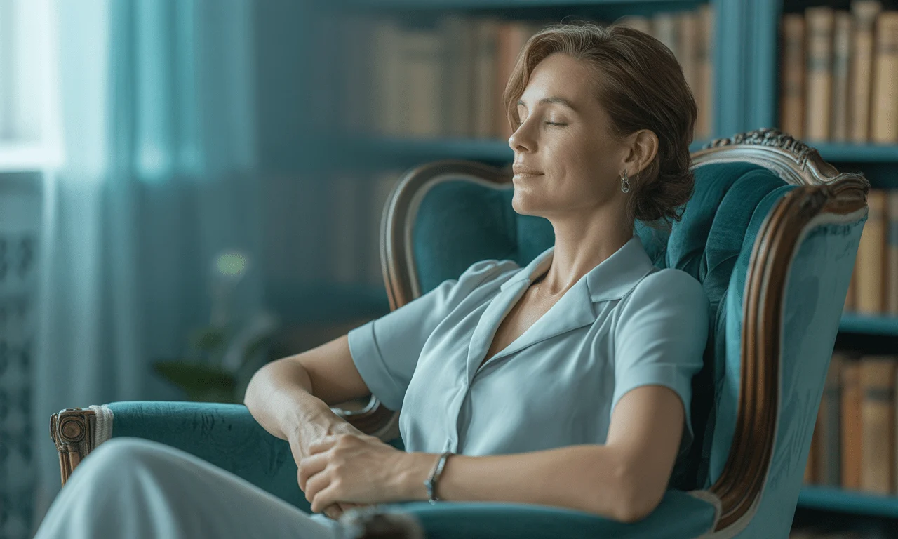 Man undergoing past life regression therapy in a professional hypnotherapy session.