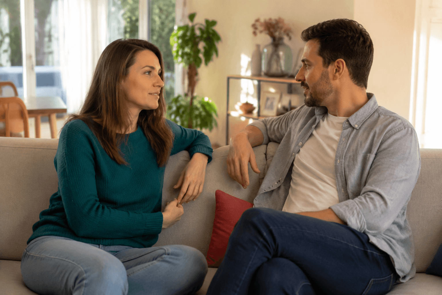 Couple talking together to improve communication and relationship connection