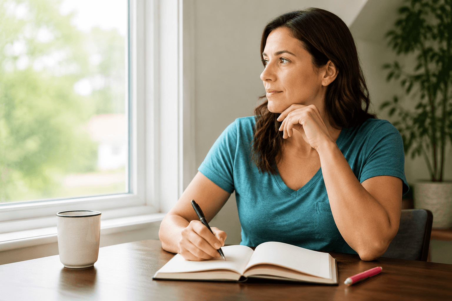 Person journaling during reflection about whether hypnotherapy is right for personal growth.
