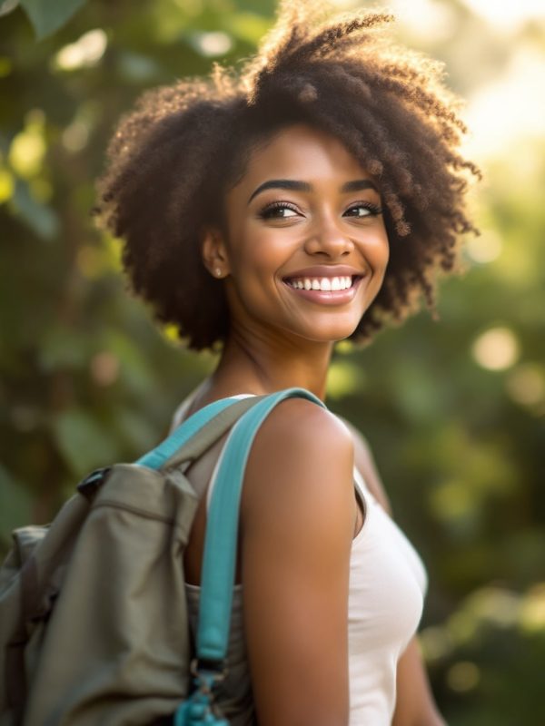 A happy and confident woman walking outdoors after a transformative hypnotherapy session in Saratoga, feeling refreshed and empowered. A happy and confident woman walking outdoors after a transformative hypnotherapy session in Saratoga, feeling refreshed and empowered.